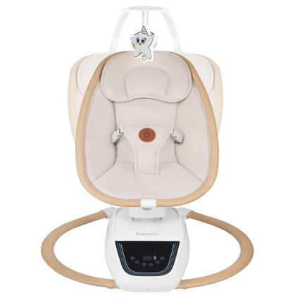 Lionelo - Vauvakeinu melodialla OLIVIA Beige Natural + kaukosäädin