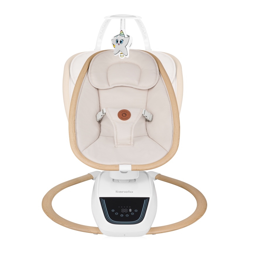 Lionelo - Vauvakeinu melodialla OLIVIA Beige Natural + kaukosäädin