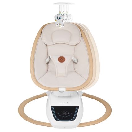 Lionelo - Vauvakeinu melodialla OLIVIA Beige Natural + kaukosäädin