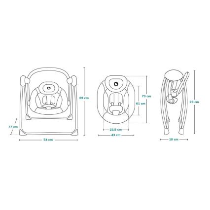 Lionelo - Vauvan keinu OTTO 4xLR14 Cozy Grey