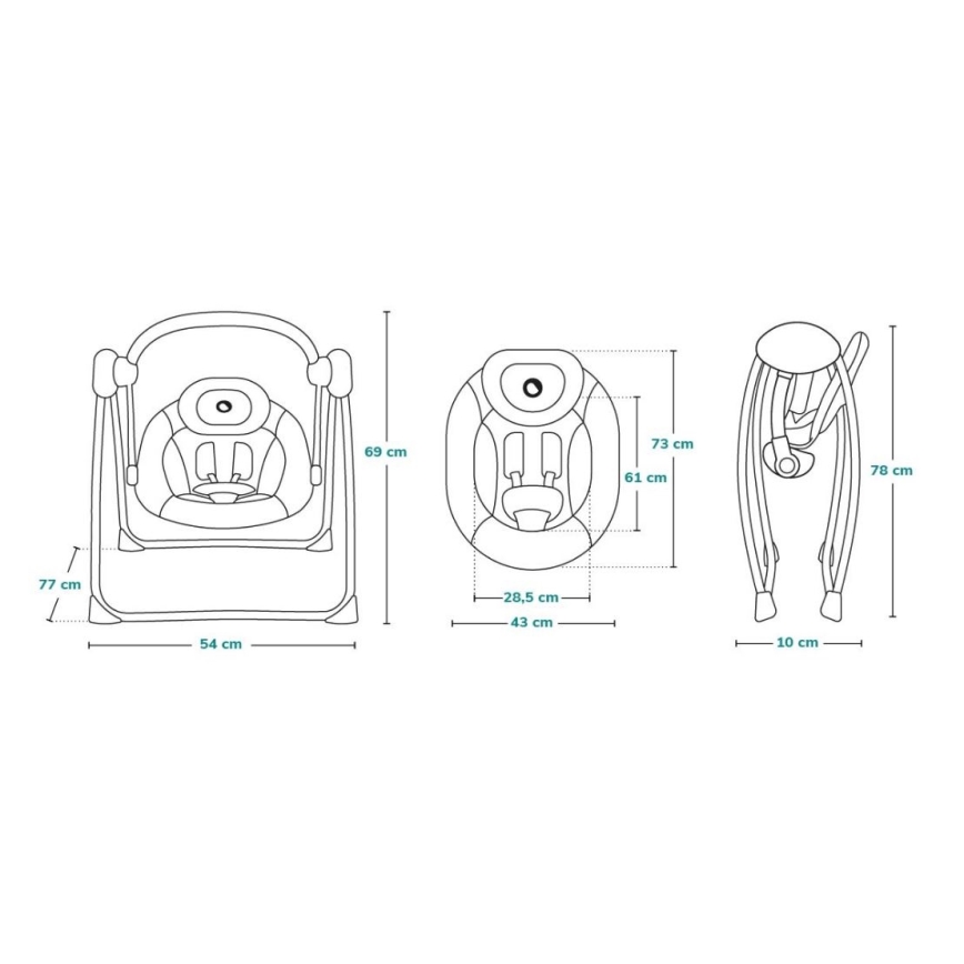 Lionelo - Vauvan keinu OTTO 4xLR14 Cozy Grey