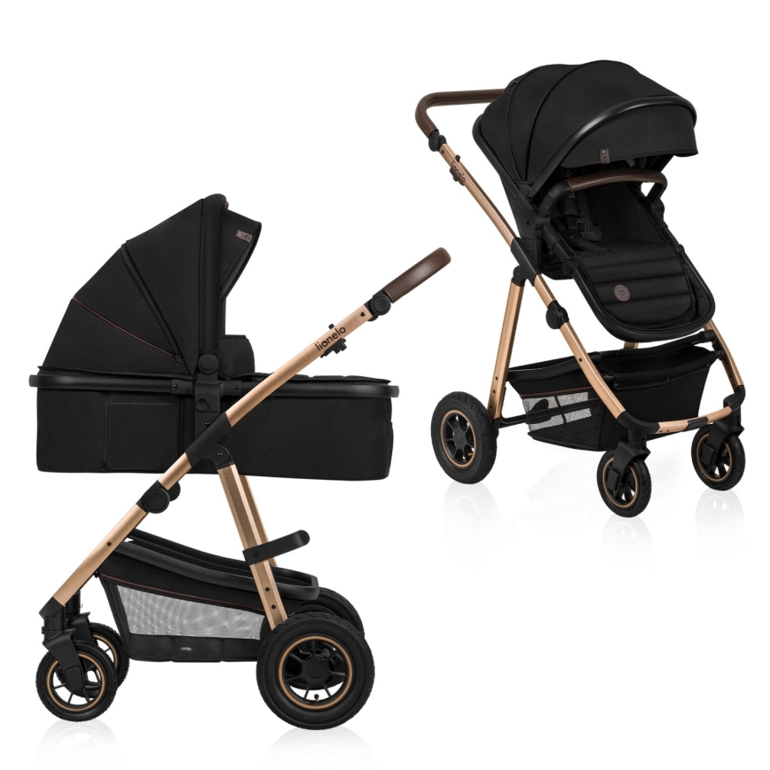 Lionelo - Yhdistelmävaunut 2-in-1 AMBER Black Onyx
