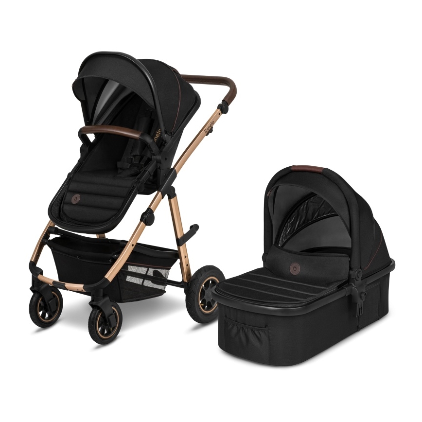 Lionelo - Yhdistelmävaunut 2-in-1 AMBER Black Onyx