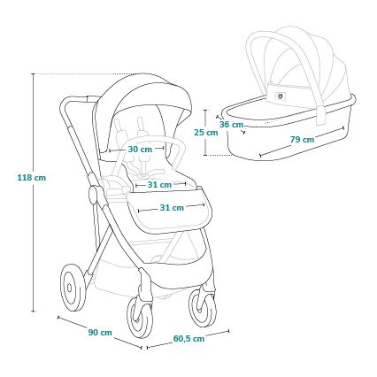 Lionelo - Yhdistelmävaunut 2-in-1 AMBER PLUS Grafiitinharmaa