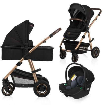 Lionelo - Yhdistelmävaunut 3-in-1 AMBER Black Onyx