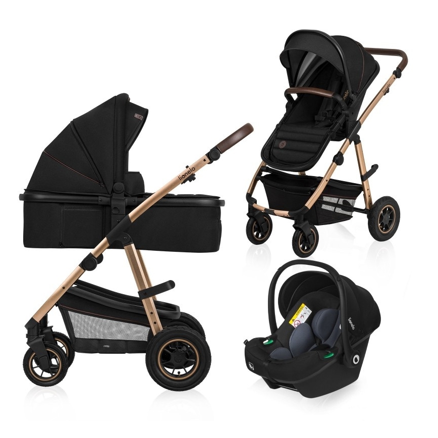 Lionelo - Yhdistelmävaunut 3-in-1 AMBER Black Onyx