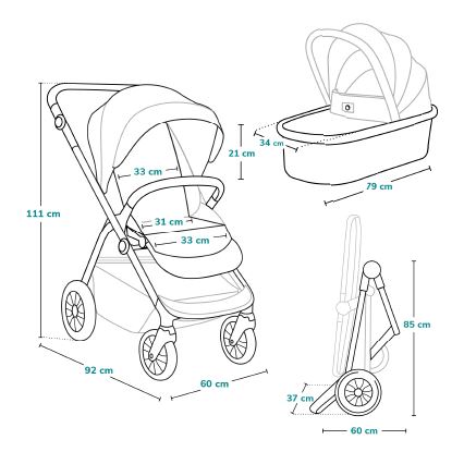 Lionelo - Yhdistelmävaunut 3-in-1 BIANKA beige hiekka