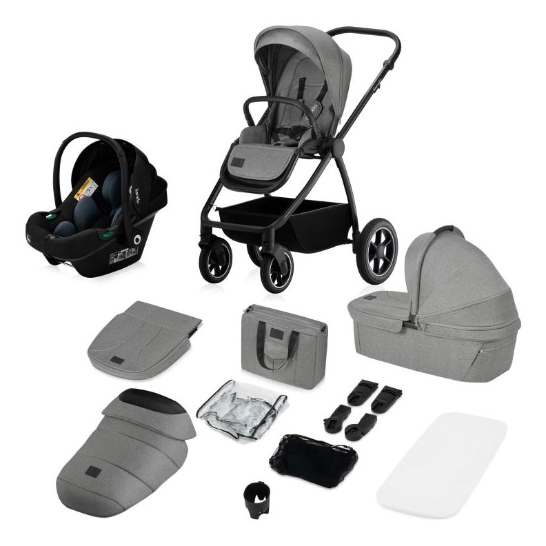 Lionelo - Yhdistelmävaunut 3-in-1 MERIL Grey Stone