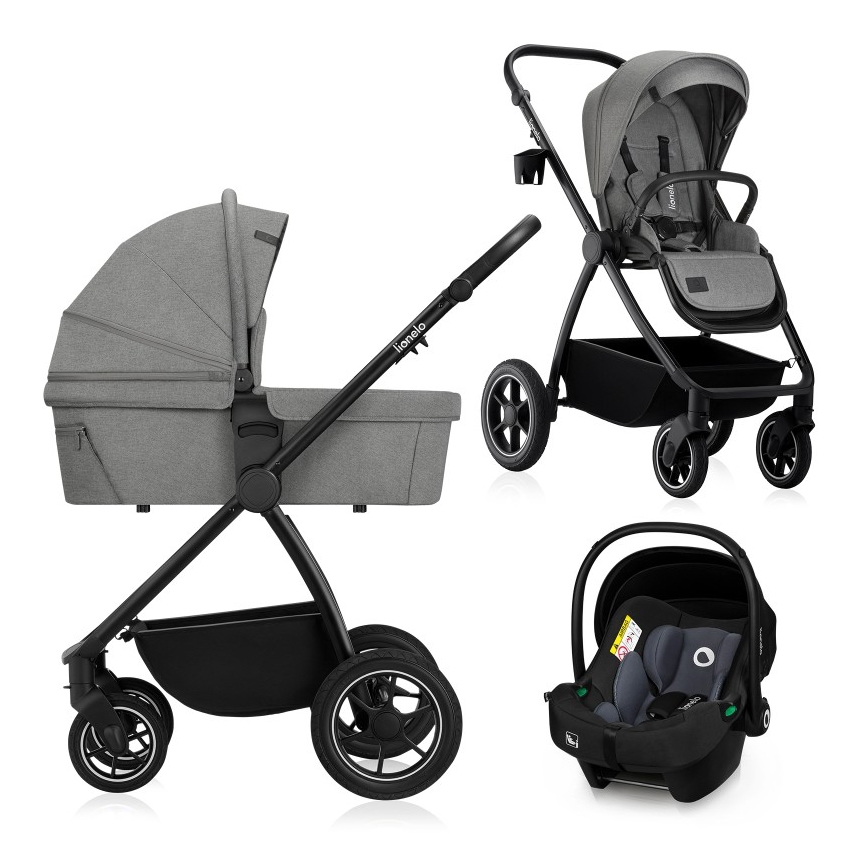 Lionelo - Yhdistelmävaunut 3-in-1 MERIL Grey Stone