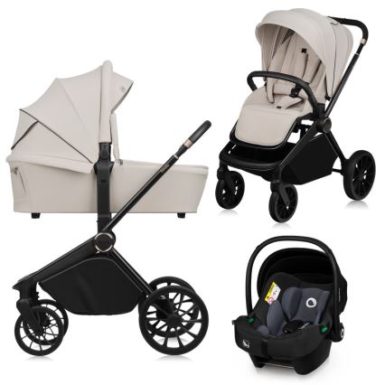 Lionelo - yhdistelmävaunut 3-in-1 MIKA PLUS Beige Sand