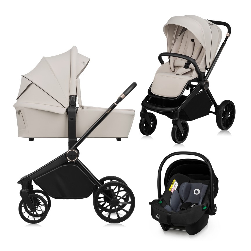 Lionelo - yhdistelmävaunut 3-in-1 MIKA PLUS Beige Sand