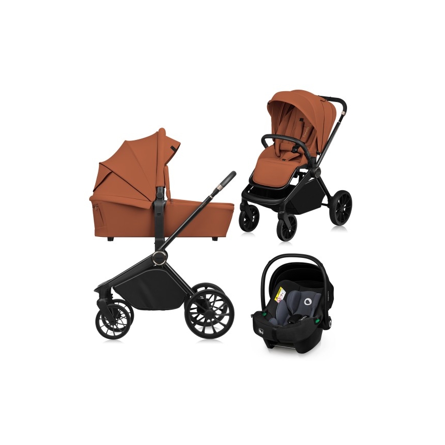 Lionelo - yhdistelmävaunut 3-in-1 MIKA PLUS Brown Rust