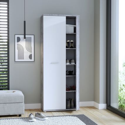 Lipasto/Kenkäkaappi SIMO valkoinen/harmaa betoni