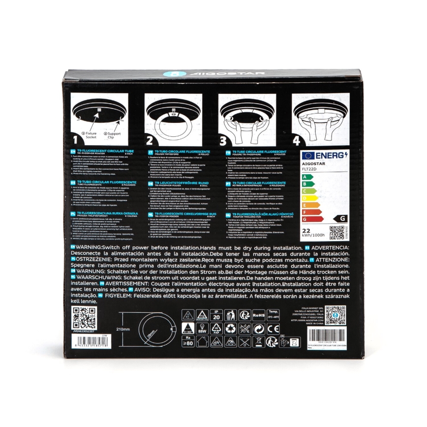 Loisteputki T9 G24q-1/22W/230V 6500K - Aigostar