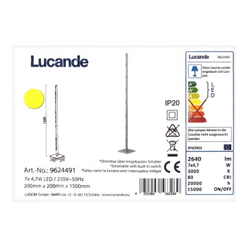 Lucande - Himmennettävä LED-lattiavalaisin MARGEAU 7xLED/4,7W/230V