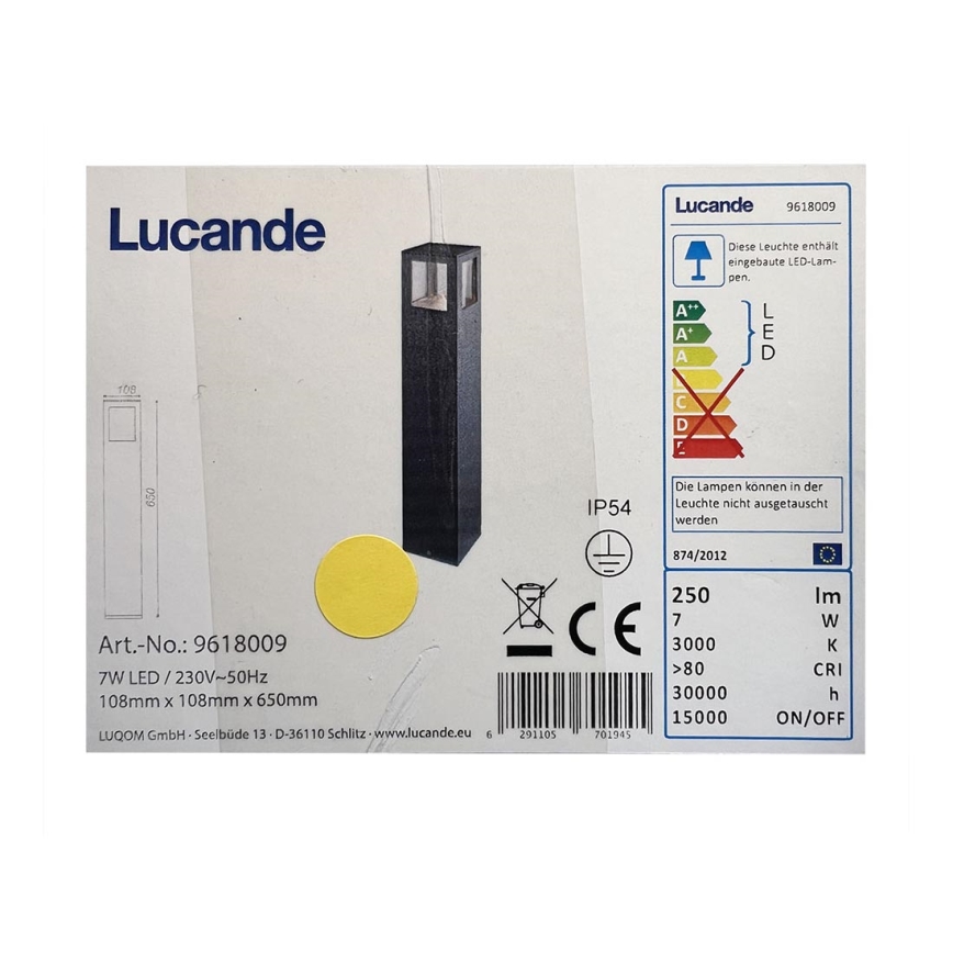 Lucande - LED-ulkovalaisin NICOLA LED/7W/230V IP54