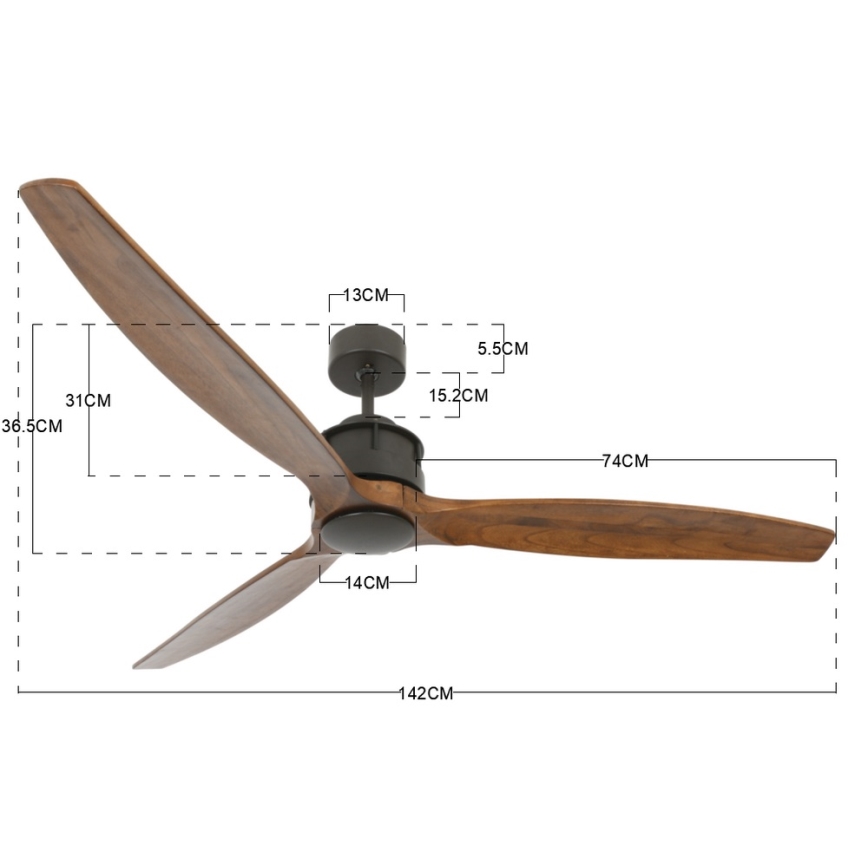 Lucci air 210507 - Kattotuuletin AIRFUSION AKMANI Keisaripuu/musta + kauko-ohjaus