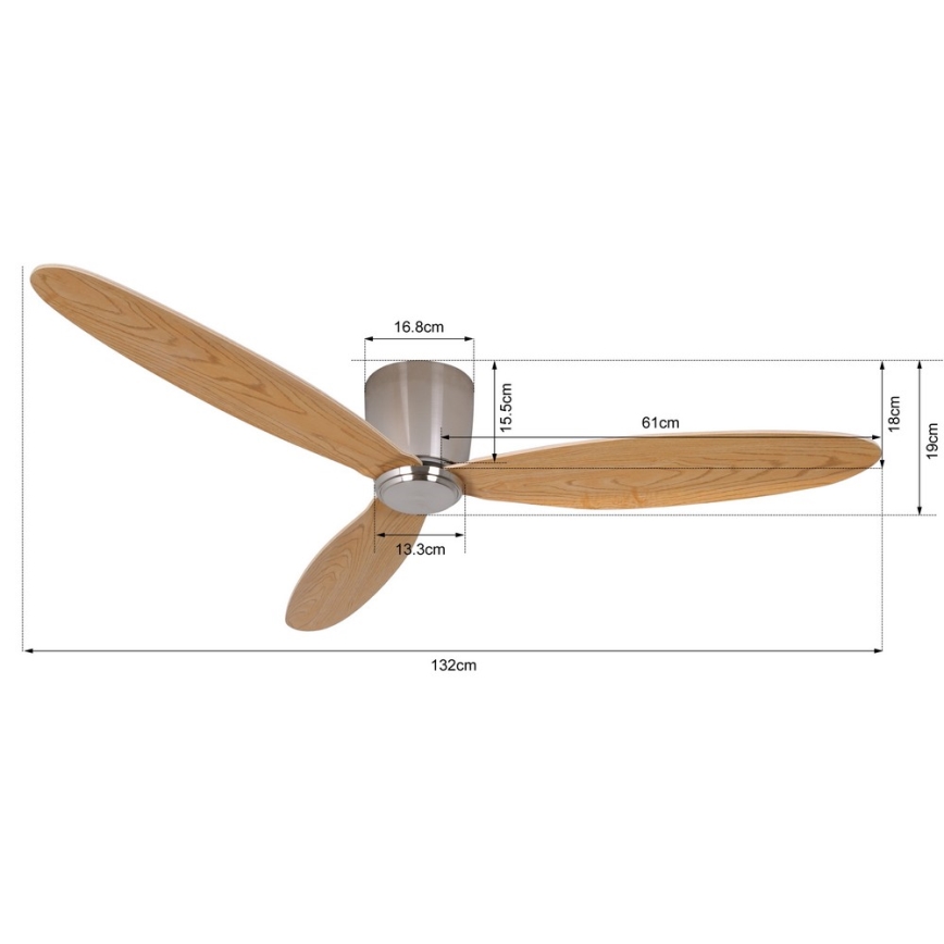 Lucci air 210519 - Kattotuuletin AIRFUSION RADAR kiiltävä kromi/puu + kauko-ohjaus
