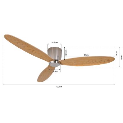 Lucci air 210519 - Kattotuuletin AIRFUSION RADAR kiiltävä kromi/puu + kauko-ohjaus