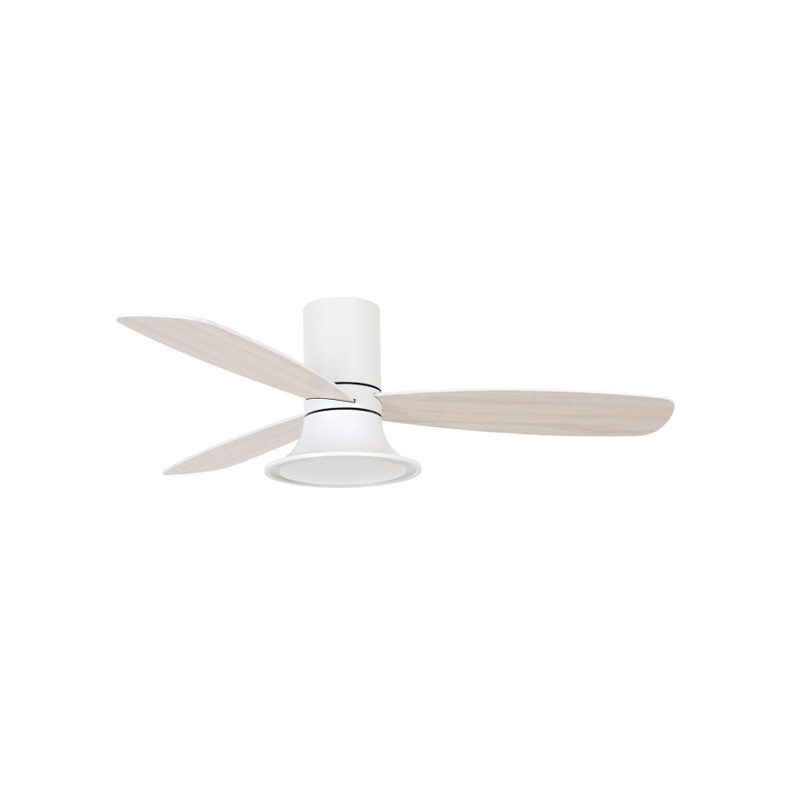 Lucci Air 210661 - LED himmennettävä kattotuuletin FLUSSO 1xGX53/18W/230V puu/valkoinen + kauko-ohjaus