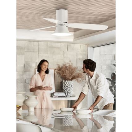 Lucci Air 210661 - LED himmennettävä kattotuuletin FLUSSO 1xGX53/18W/230V puu/valkoinen + kauko-ohjaus
