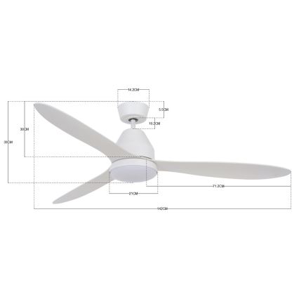 Lucci air 213043 - LED Kattotuuletin WHITEHAVEN GX53/17W/230V valkoinen + kauko-ohjaus