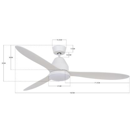 Lucci air 213043 - LED Kattotuuletin WHITEHAVEN GX53/17W/230V valkoinen + kauko-ohjaus