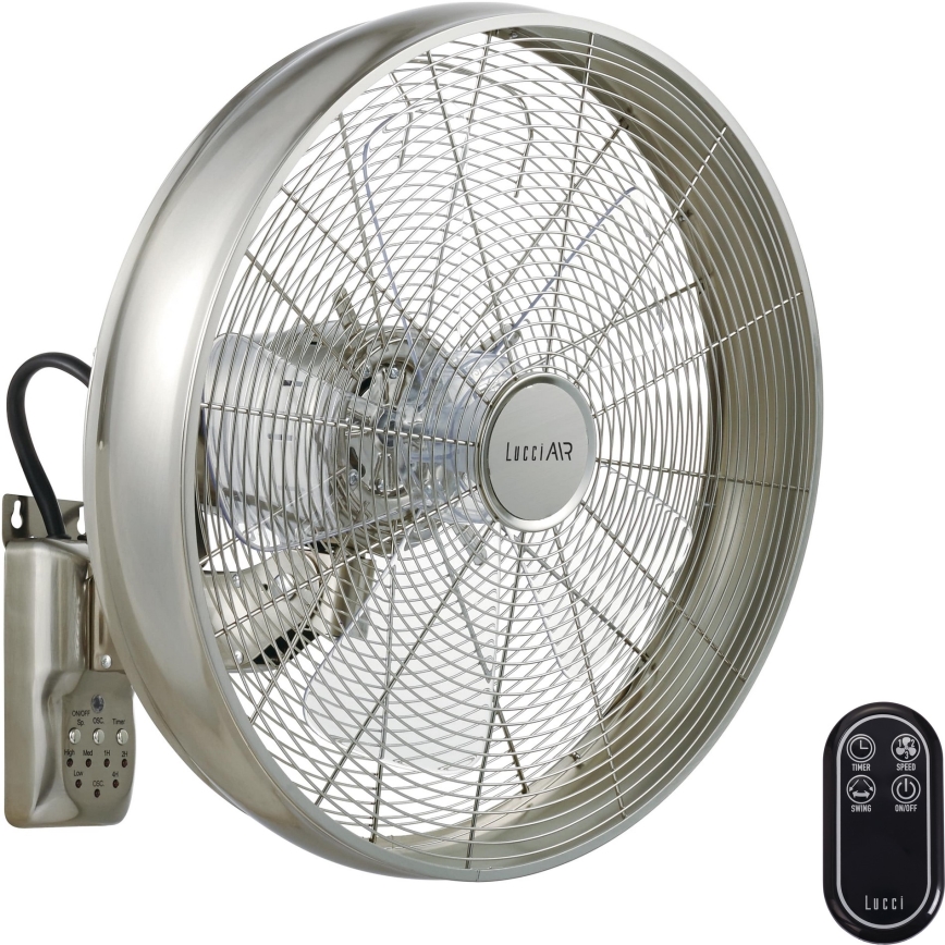Lucci air 213126 - Seinätuuletin BREEZE 55W/230V matta kromi + kaukosäädin