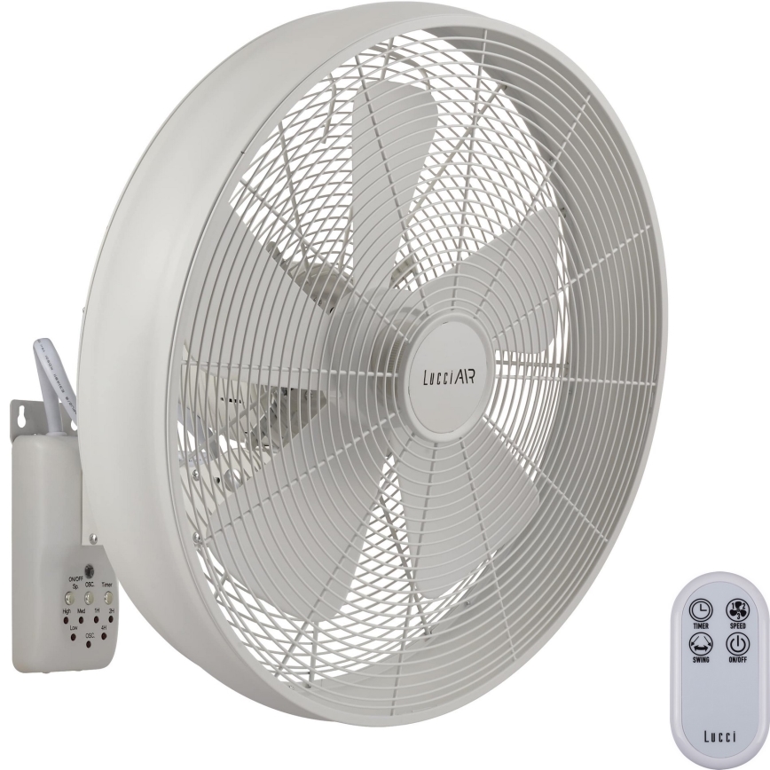 Lucci Air 213128EU - seinätuuletin BREEZE 55W/230V valkoinen + kaukosäädin