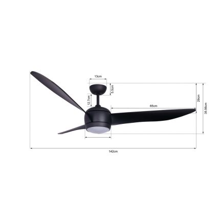 Lucci air 512910 - LED Kattotuuletin AIRFUSION NORDIC LED/20W/230V musta + kauko-ohjaus