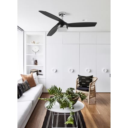 Lucci air 513072 - LED himmennettävä kattotuuletin BRONX LED/18W/230V 3000/4000/6000K musta/kiiltävä kromi + kaukosäädin