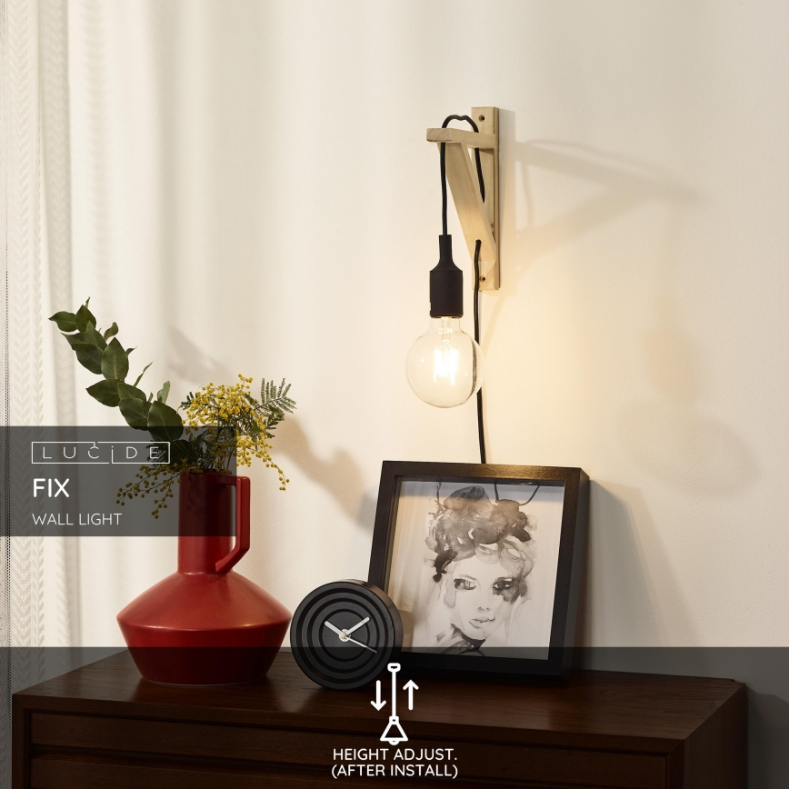 Lucide 08208/01/30 - Seinävalaisin FIX WALL 1xE27/60W/230V musta