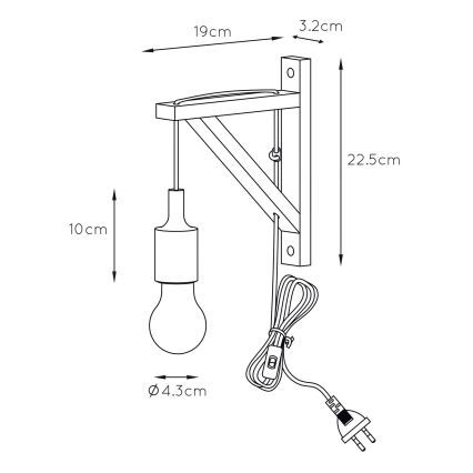 Lucide 08208/01/30 - Seinävalaisin FIX WALL 1xE27/60W/230V musta