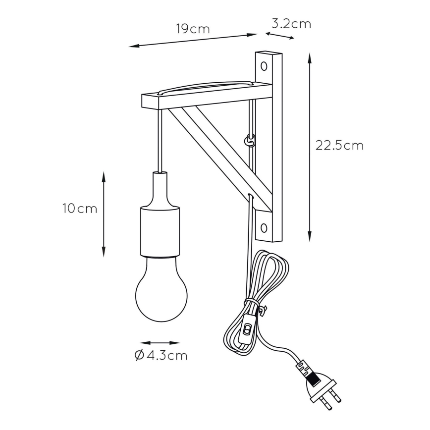 Lucide 08208/01/30 - Seinävalaisin FIX WALL 1xE27/60W/230V musta