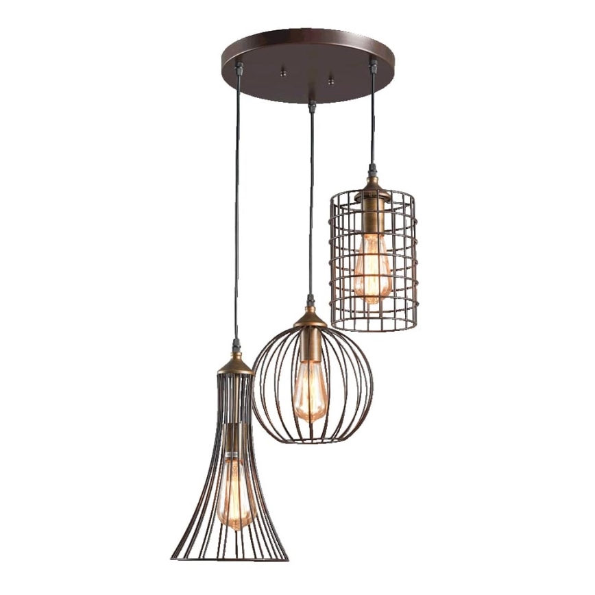 LUXERA 46073 - Kattokruunu narulla TRION 3xE27/60W/230V