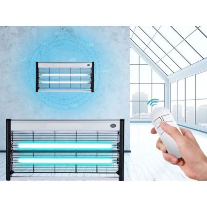 Luxera 70418 - Desinfioiva bakteereja tappava lamppu 2xT5 UVC/15W/230V + Kauko-ohjaus