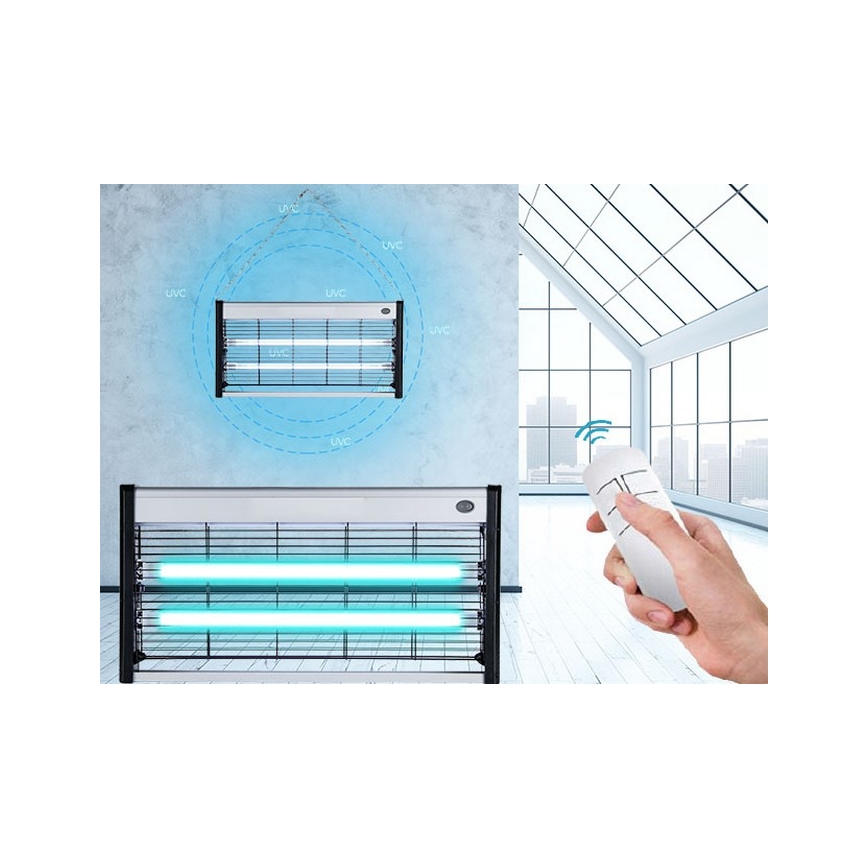 Luxera 70418 - Desinfioiva bakteereja tappava lamppu 2xT5 UVC/15W/230V + Kauko-ohjaus