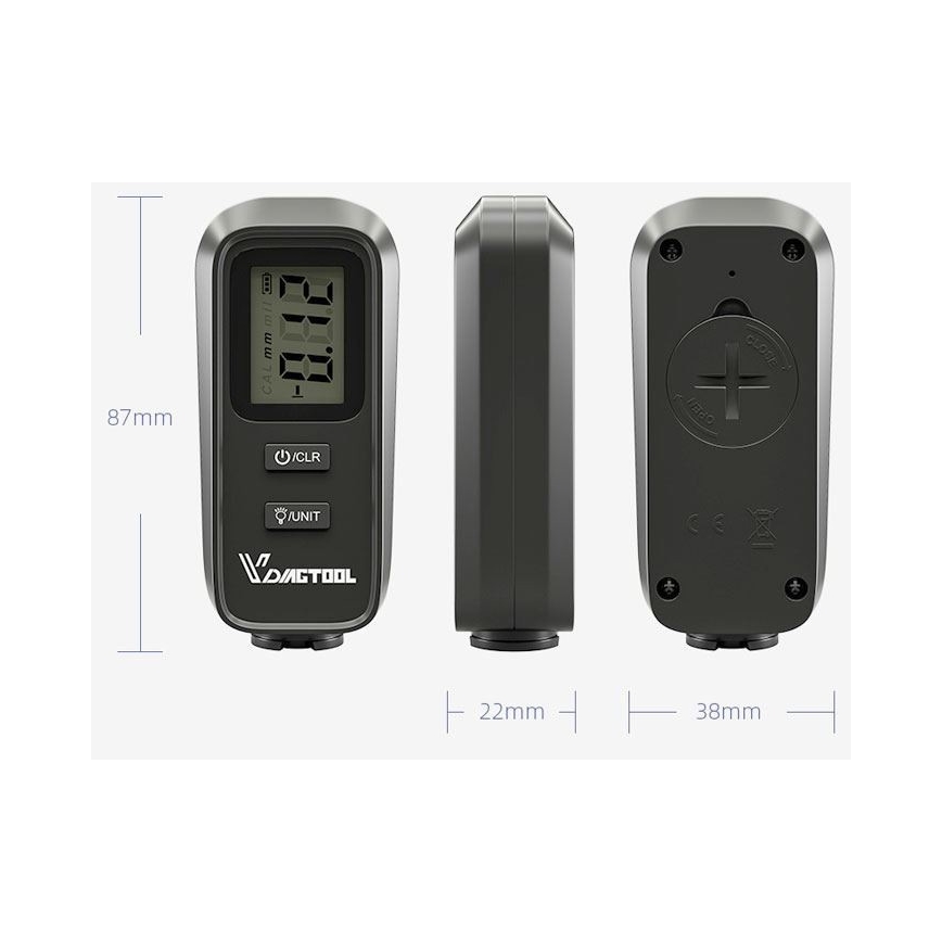 Maalikerroksen paksuusmittari 2xCR2032