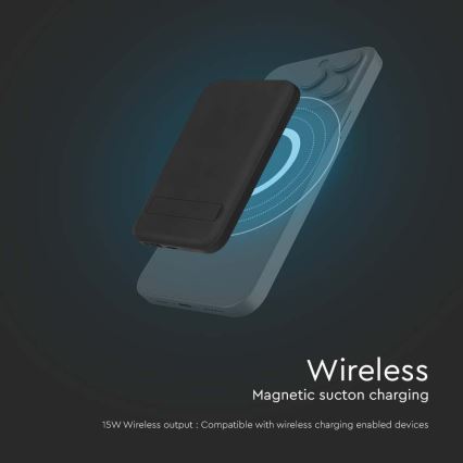 Magneettinen virtapankki langattomalla latauksella Power Delivery 10 000mAh/20W/3,7V musta