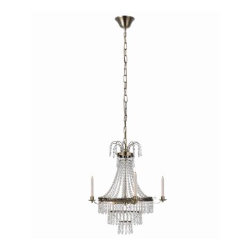 Markslöjd 105157 - Kristalli-ketjukattokruunu MARIELUND 3xE14/40W/230V messinki