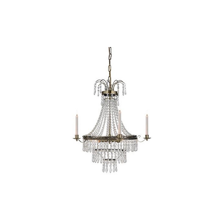 Markslöjd 105157 - Kristalli-ketjukattokruunu MARIELUND 3xE14/40W/230V messinki