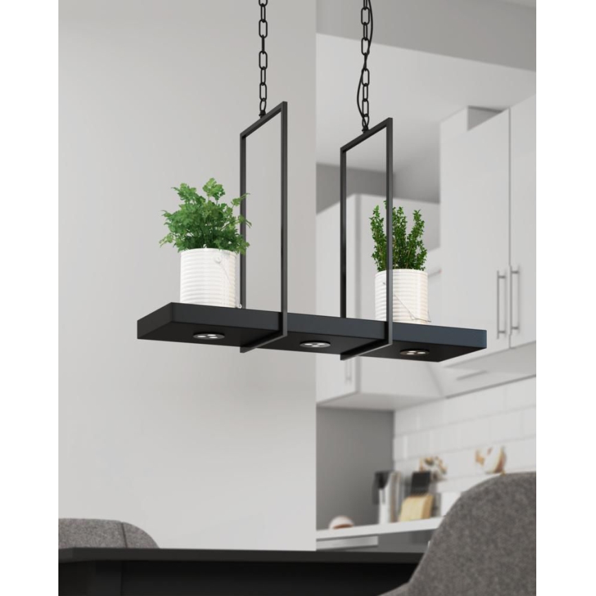 Markslöjd 105780 - Himmennettävä LED-kattokruunu ketjussa TRAY 3xLED/3W/230V musta