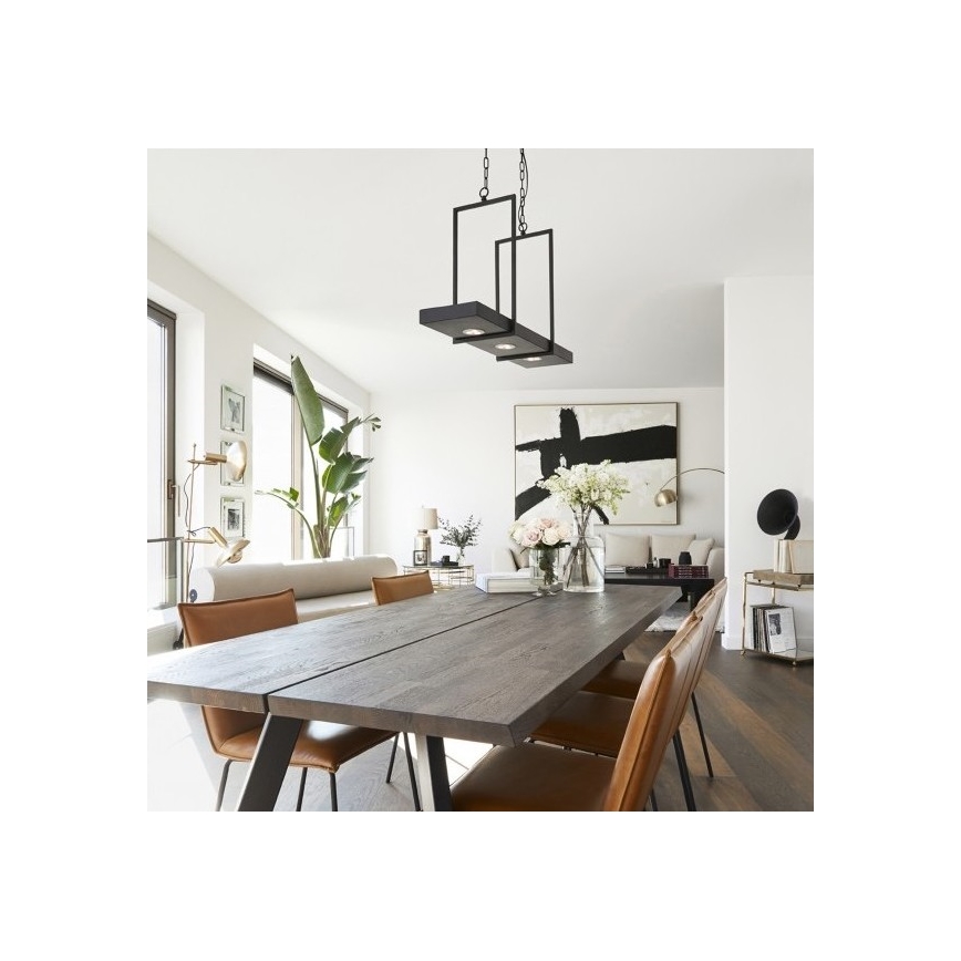 Markslöjd 105780 - Himmennettävä LED-kattokruunu ketjussa TRAY 3xLED/3W/230V musta