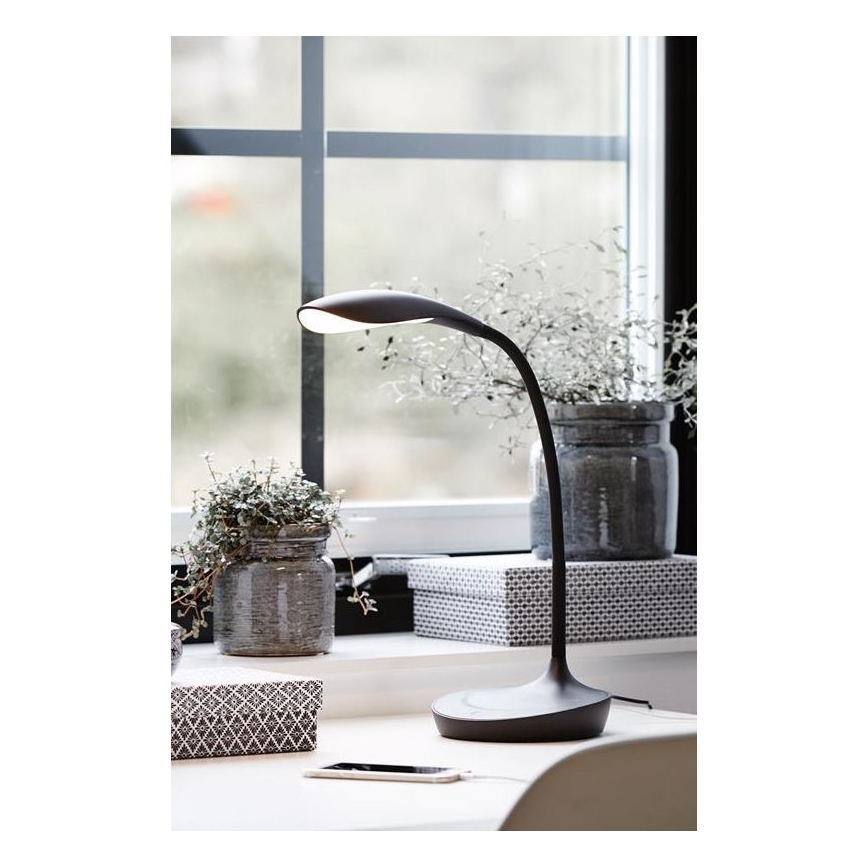 Markslöjd 106094 - LED-himmennettävä pöytävalaisin USB SWAN LED / 4,6W / 230V