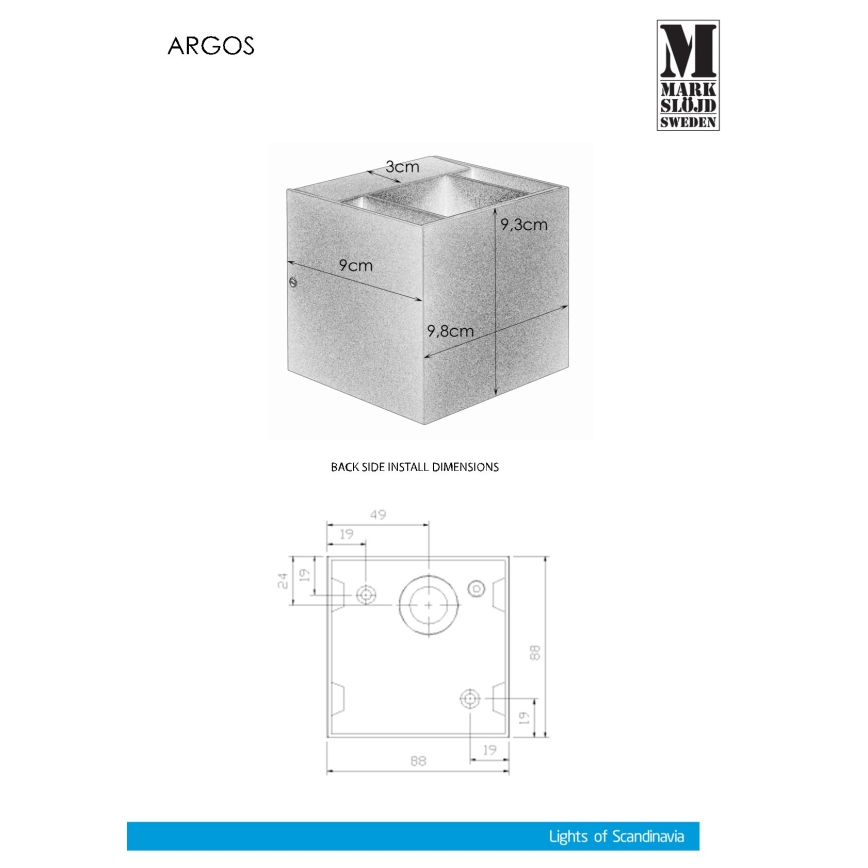 Markslöjd 106521 - LED-ulkovalo ARGOS LED/4W/230V IP44 harmaa