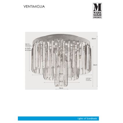 Markslöjd 106563 - Kristallikattovalaisin VENTIMIGLIA 4xE14/40W/230V