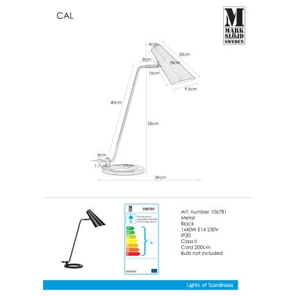 Markslöjd 106781 - Pöytävalaisin CAL 1xE14/40W/230V