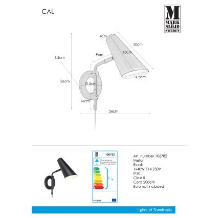 Markslöjd 106782 - Seinävalaisin CAL 1xE14/40W/230V