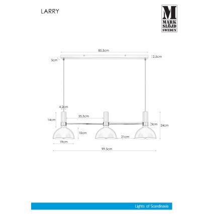 Markslöjd 106855 - Kattokruunu narulla LARRY 3xE27/60W/230V