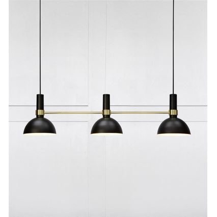 Markslöjd 106971 - Kattokruunu narulla LARRY 3xE27/60W/230V musta/kultainen